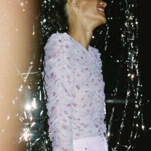 Zara purple floral ruched top